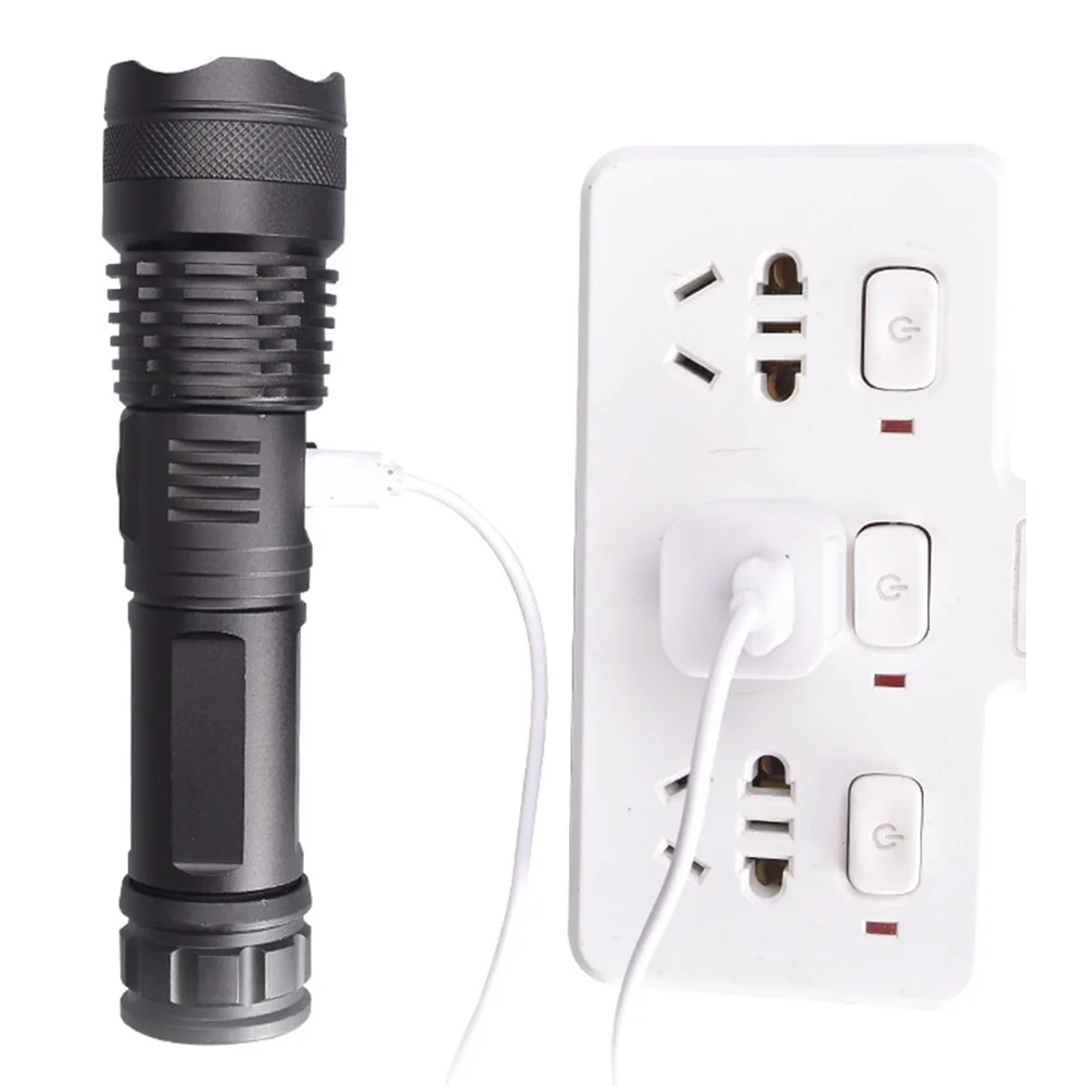 Портативный фонарик XHP50 супер яркий фонарик USB светодиодный фонарь с зумом фонарь дневного света для кемпинга ABS, алюминиевый сплав