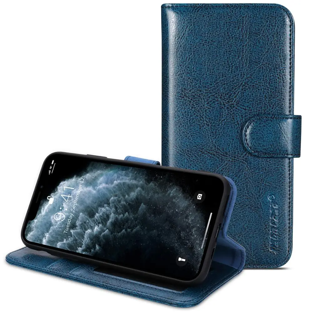 Jisoncase для iPhone 11 Pro Max кожаный флип-чехол с кредитными отделениями Магнитный чехол-бумажник с застежкой для iPhone 11 Pro Max 6,5”