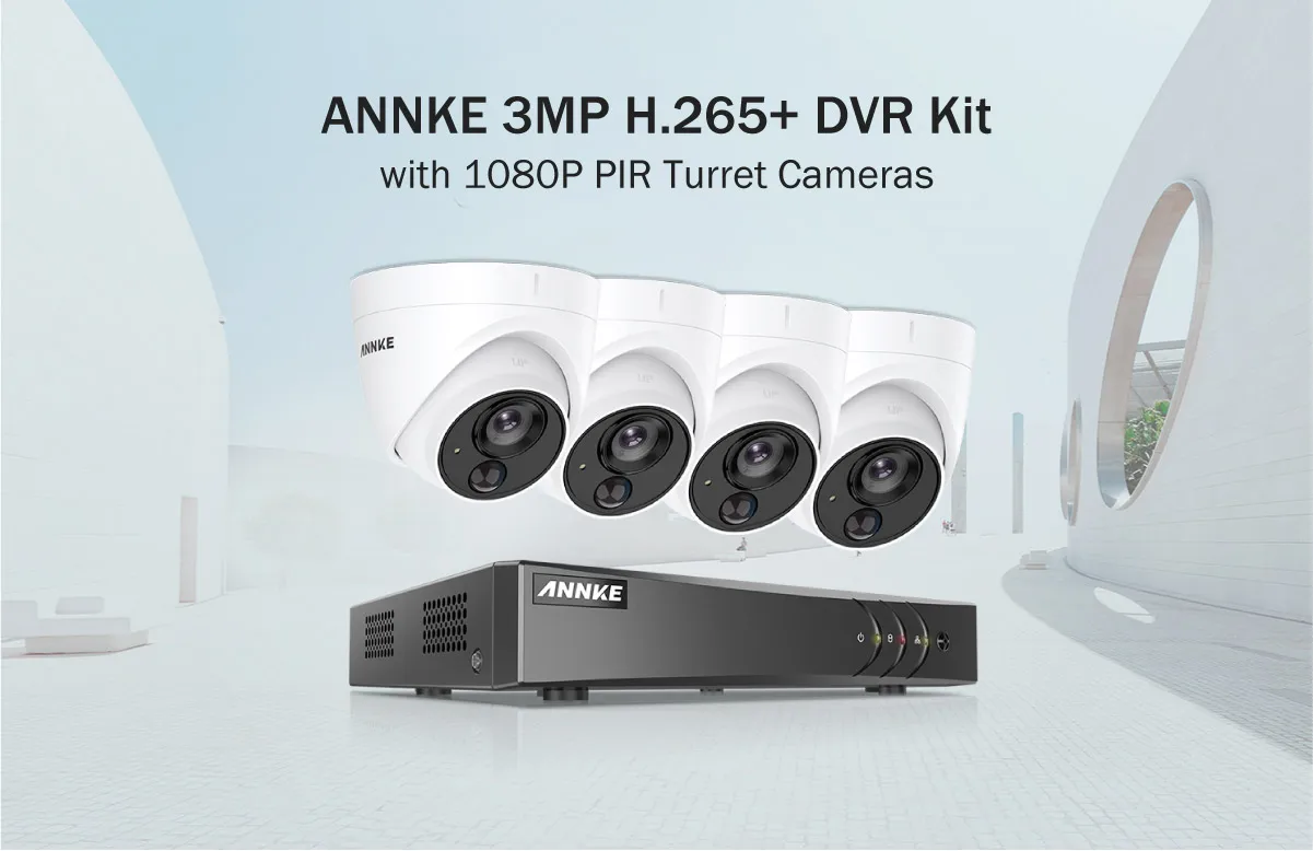 ANNKE 8CH 3MP 5-в-1 CCTV DVR HD 4 шт. TVI безопасности Камера обнаружения пассивного ИК-датчика наружного купола Камера домашнего видеонаблюдения Системы комплект