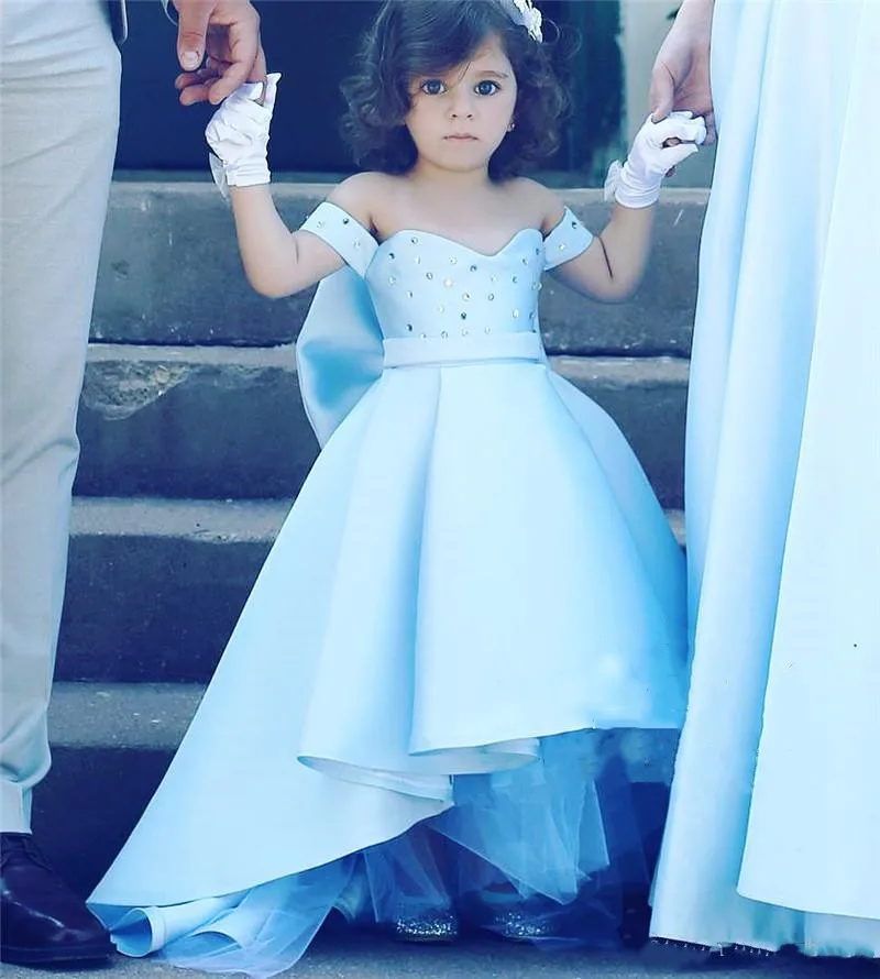 Высокий Низкий светильник, синие нарядные платья для девочек с бантом размера плюс, вечерние платья на день рождения для маленьких девочек