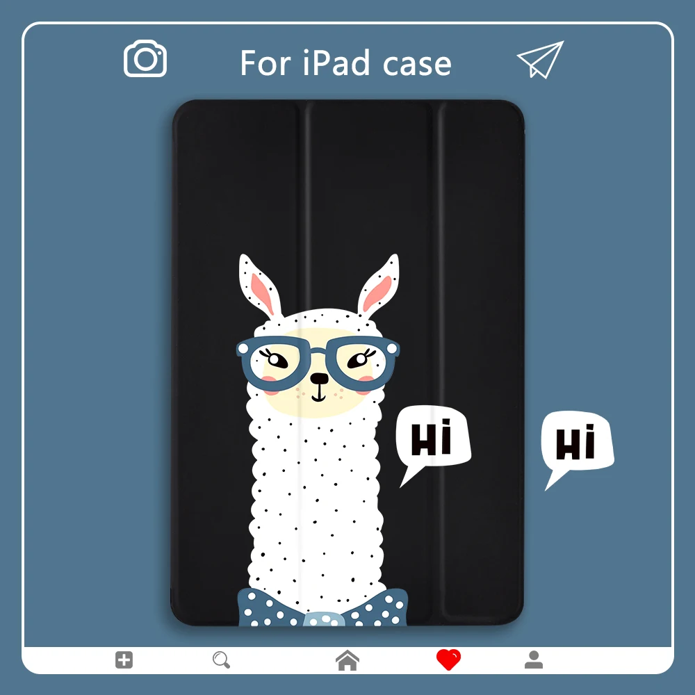 

Cute Alpaca Case for iPad Mini 2 3 4 5 PU Leather All Model Cartoon Cover Hard Back Cases For Air 2 3 10.5 11 12.9 inch pro 2020