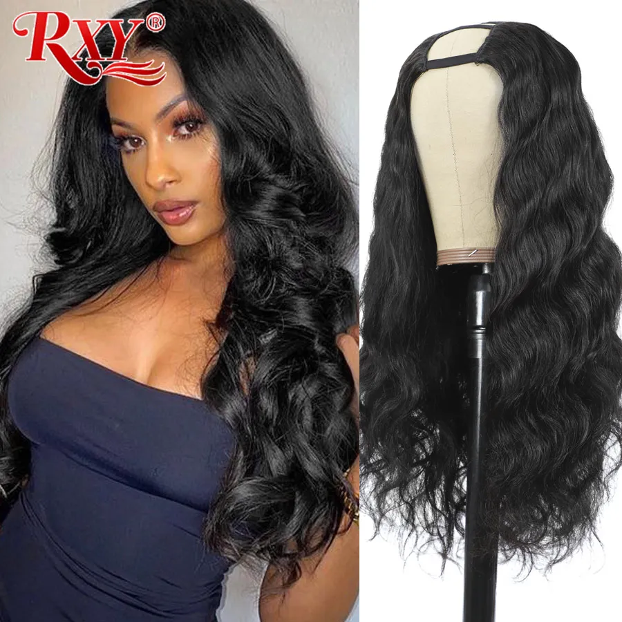 U parte peluca cabello humano 180 de densidad sin costuras pelucas de cabello humano 10A Remy brasileño del pelo de la onda del cuerpo puede ser permanente y tinte