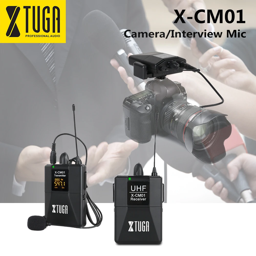 XTUGA X CM01 UHF Беспроводной петличный микрофон отворот Камера Системы с 16 выбор