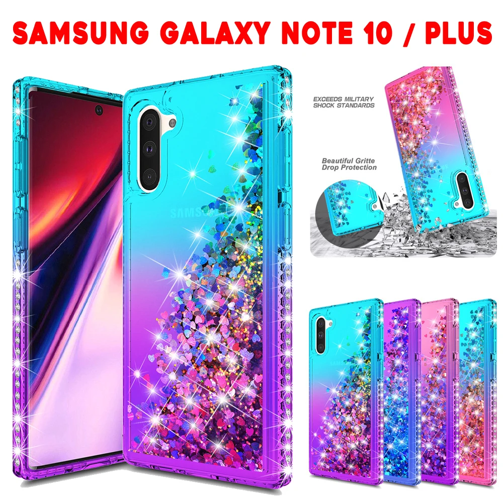 

For Samsung Galaxy Note 10/Note 10 Plus Case Cute Luxury Quicksand Liquid Case Bling Sequin Glitter Diamond Hard Back Cover