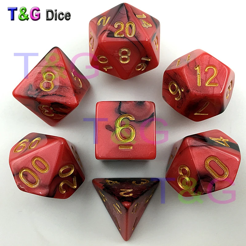 7 шт./компл. разноцветные золотые цифровые игральные кости dnd RPG d4 d6 d8 d10 d % d12 d20