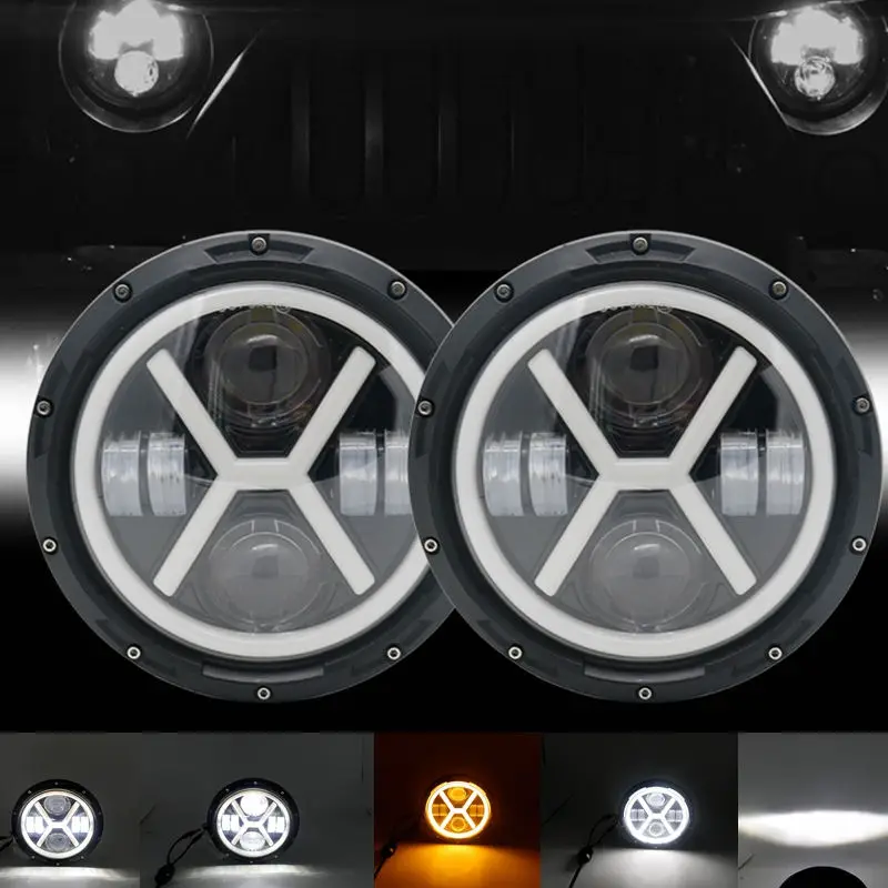 2X Running Light 75W Car Led 7inch Accessories Angel Eyes H4 Headlight For Lada Niva 4X4 Uaz Bronto Hunter Hummer Harley | Автомобили и