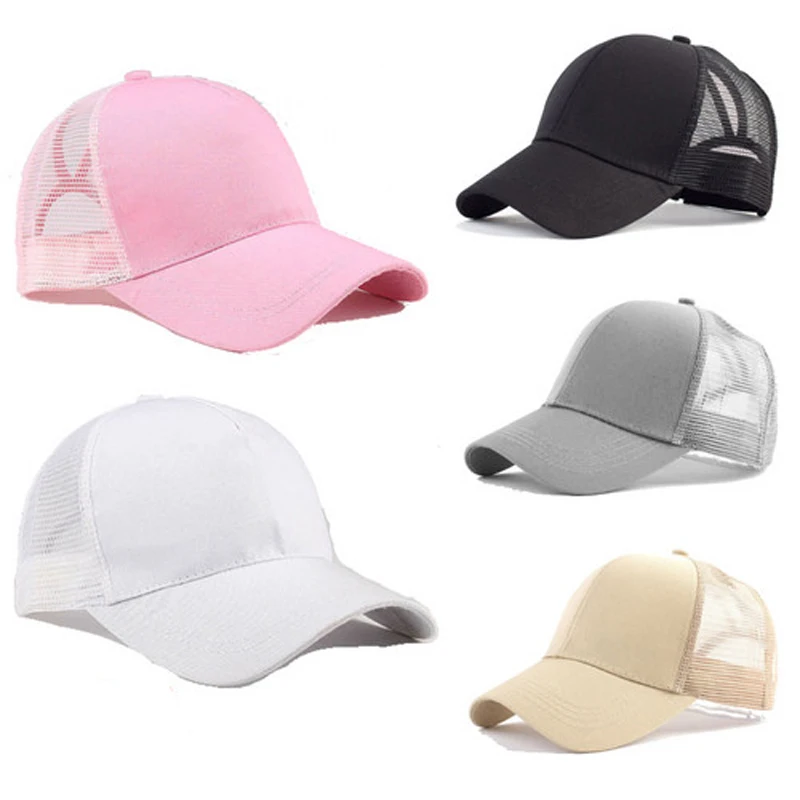 NEW Women Ladies Ponytail Baseball Cap  Summer Outdoor Sun Sport Mesh Hat Black White Gray Pink gucci baseball cap womens