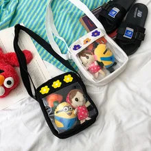 Милые, прозрачные холщовые сумки женская сумка стиль Мода летние хипстерские универсальные студенческие сумки через плечо