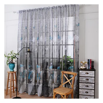 

Lychee Bicycle Printed Linen Curtain Modern Door Curtain Window Room Divider Curtain Valance Home Decoration