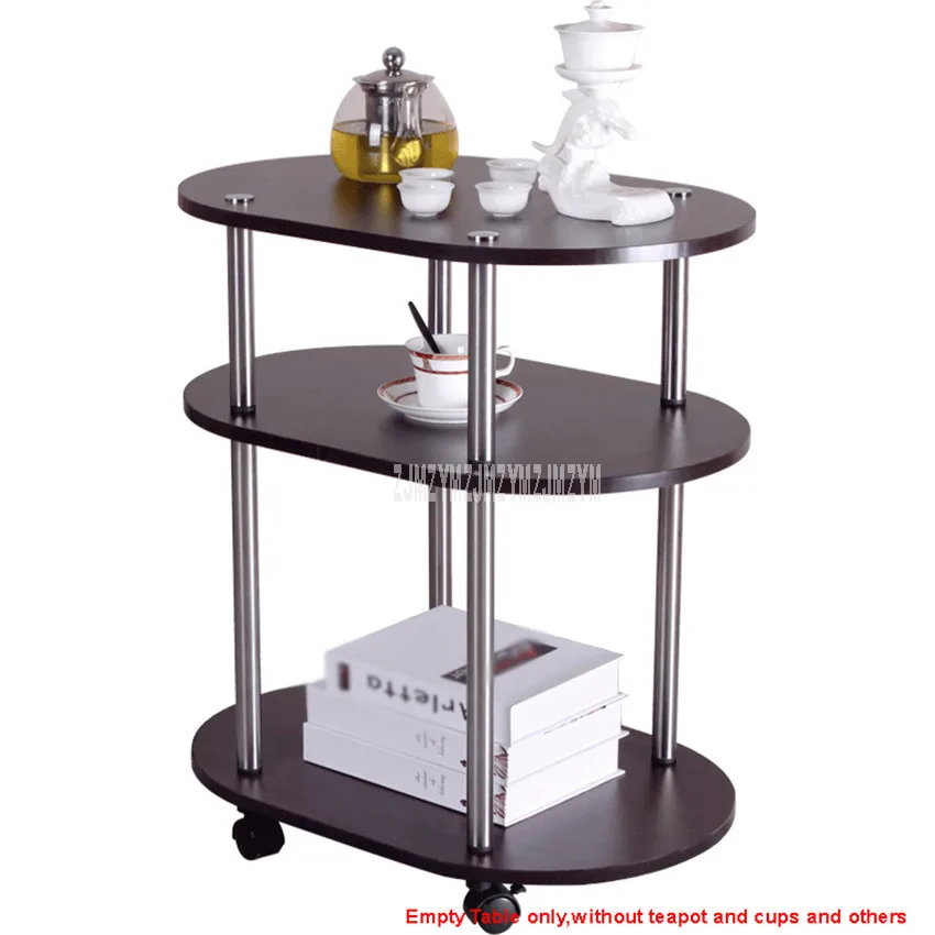  3 Layer Modern Movable Oval Shape Tea Table With Wheel Design Living Room Bedroom Sofa Side Corner  - 4000194474927