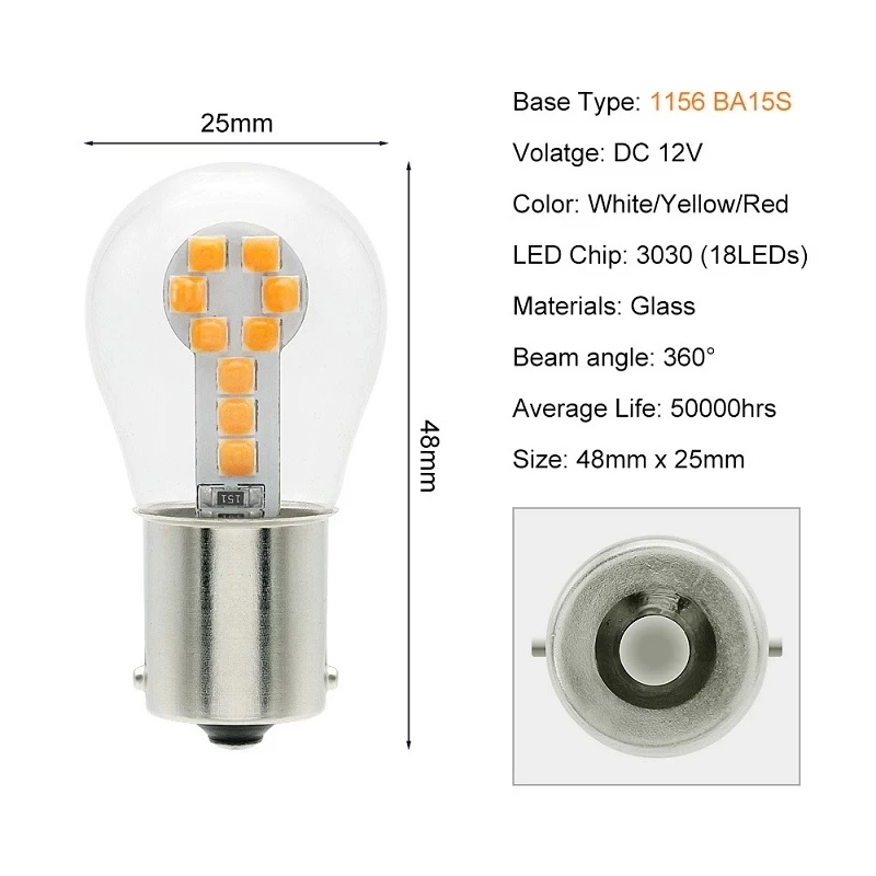 1pcs BA15S P21W 1156 Lâmpada Led 1157 BAY15D P21/5W R5W R10W Luzes de Freio Do Carro 18SMD 3030 Chips DRL Lâmpada de Sinal Super Brilhante