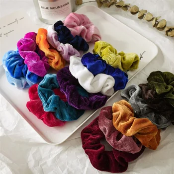 

20Pcs Solid Lady Hair Scrunchies Ring Elastic Hair Bands Pure Color Bobble Sports Dance Velvet Soft Charming Scrunchie Hairband