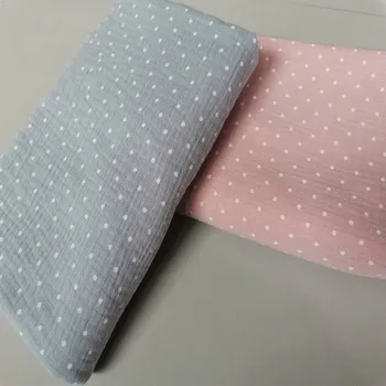 

Dot Printed Cotton Double Gauze Fabric Breathable Pure Cotton Crepe Fabric DIY Quilting&Sewing Sleepwear Bathrobes