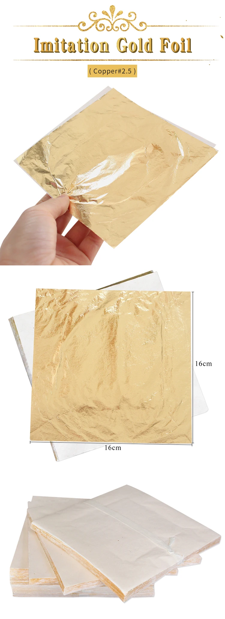 1000pcs Imitation 14cm/16cm Gold Foil Leaf Gilding Glue Sheets Copper Leaf  Sheet DIY Art Crafts Painting Brush Tools #2.0 Copper