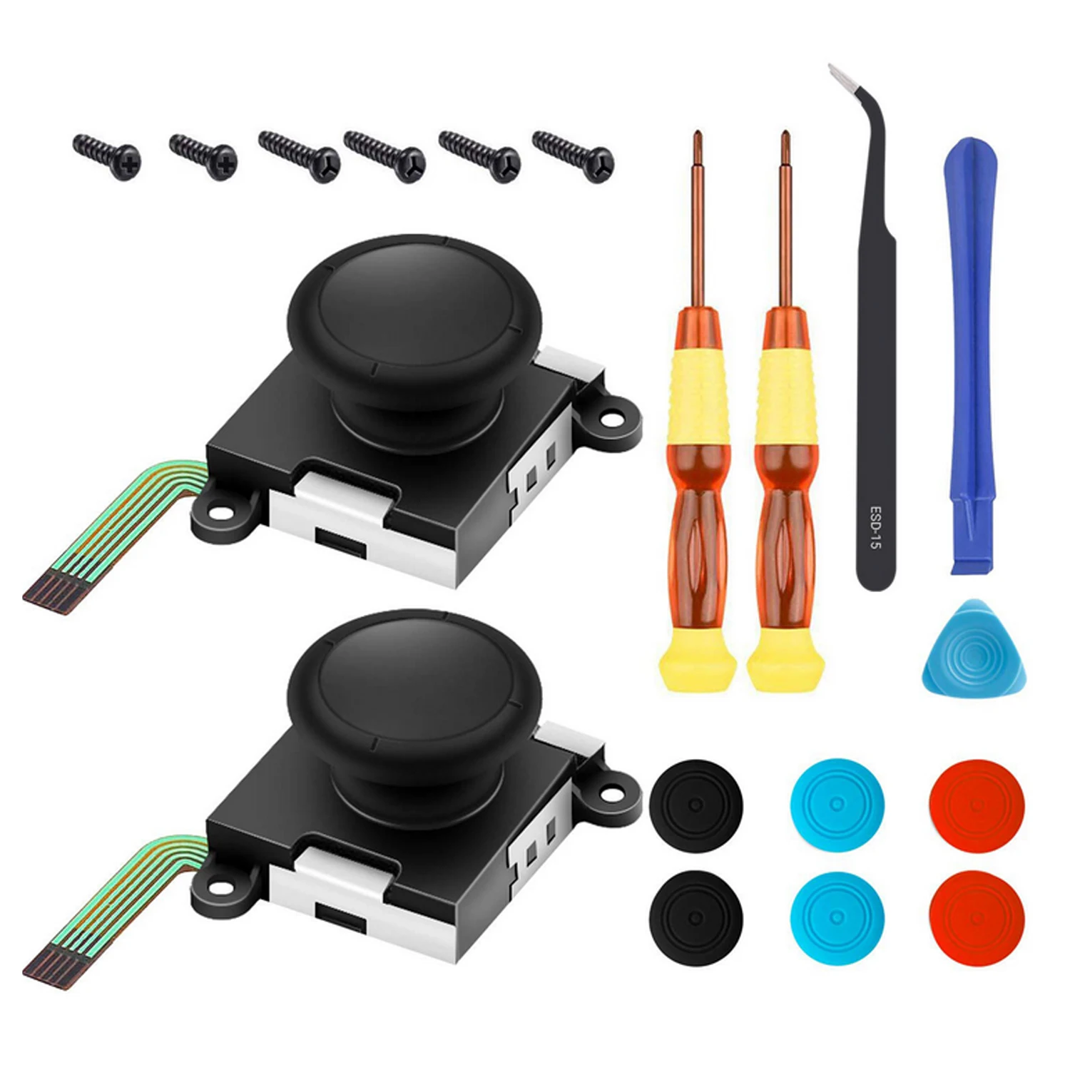 

Bevigac 19pcs Professional Analog 3D Joy-con Joystick Controller Replacement Repair Tools Kit for Nintendo Switch NS