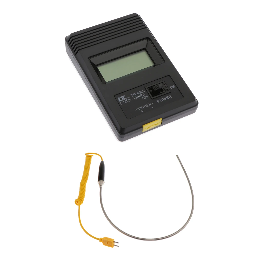 Tm-902c Digital Thermometer LCD + K-Type Thermocouple Temperature Probe, Stainless Steel Probe In Temperature Range 0-1300