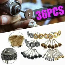 36 шт. проволочные стальные латунные щетки шлифовальная полировальная щетка колеса Набор для роторного инструмента для удаления заусенцев/Ржавчины/пыли
