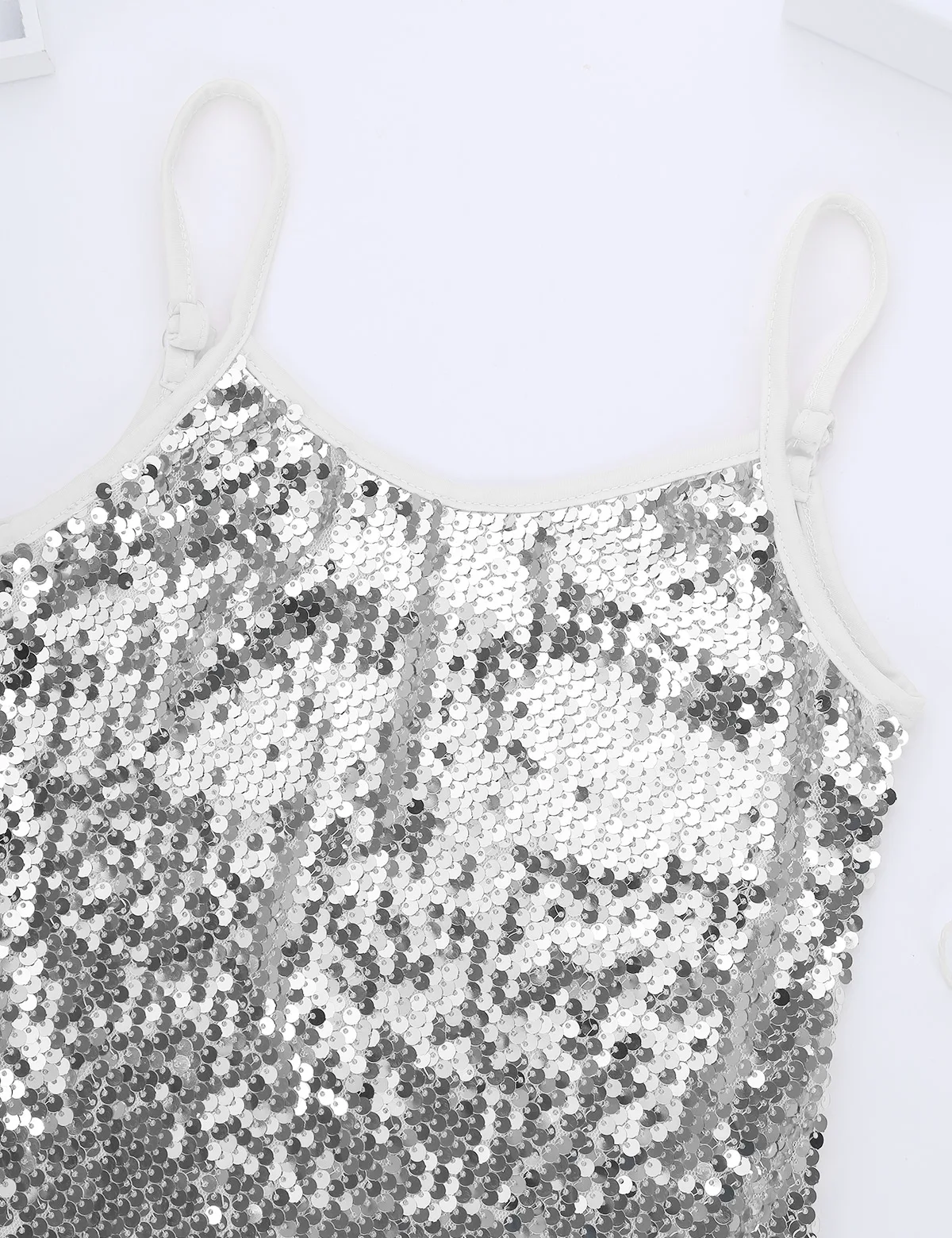 Kids Girls Shiny Sequins Camisole Tank Top for Jazz Modern Dance