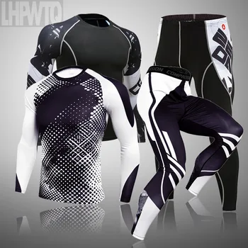 

Brand Men Long Johns New Winter Thermal Underwear Men's Sets Warm Fitness Antimicrobial Stretch compression t-shirt Men Clothing