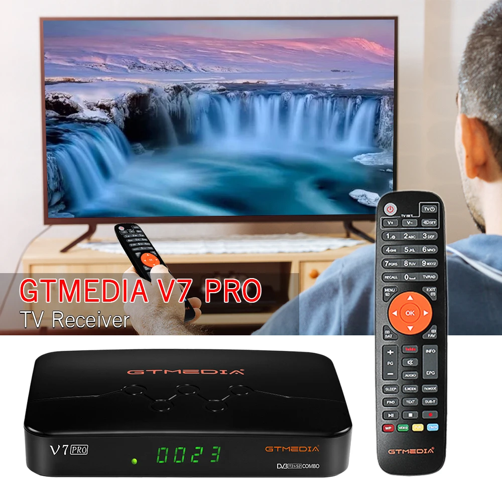 GTMEDIA V7 PRO TV Receiver DVB-S/S2/S2X+T/T2 Decoder Memory 1G Bit RAM Support H.265 Albertis/Tivusat/BBC Satback | Электроника