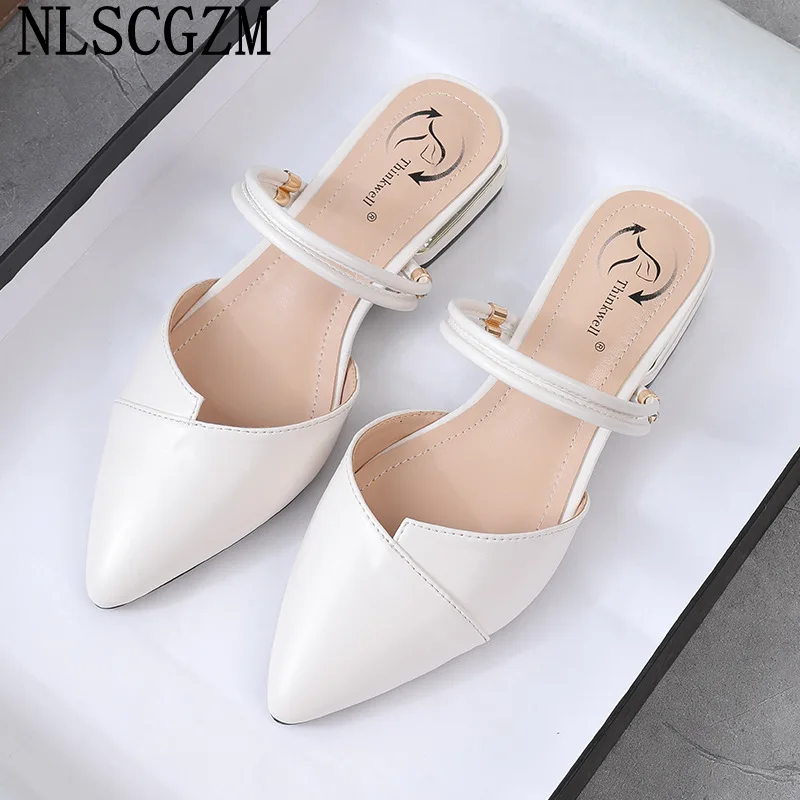 

Женские домашние шлепанцы, босоножки для женщин 2024, черные шлепанцы на низком каблуке, женские мюли, обувь на блочном каблуке