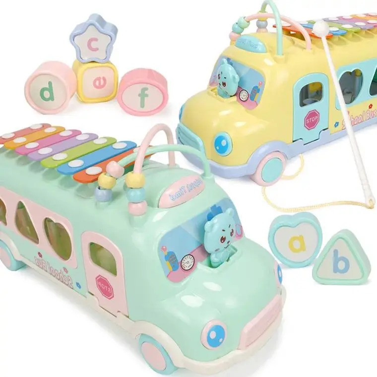 Children'S Educational Octave Toy Piano Infants Kids Boys And Girls Toy 6 Months 1-2-3-Year-Old Bus Knock Piano