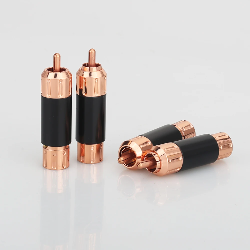 

4PCS High Quality Red Copper Plated RCA Audio Plug HIFI Interconnect Cable Male Plug