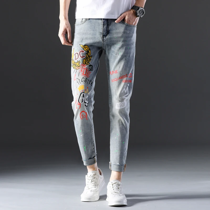 Reviews Slim Fit Ripped Jeans For Men Jeans in Regular Fit Ankle-length Denim Pants Fashion Jeans Streetwear men trousers Casual Pants