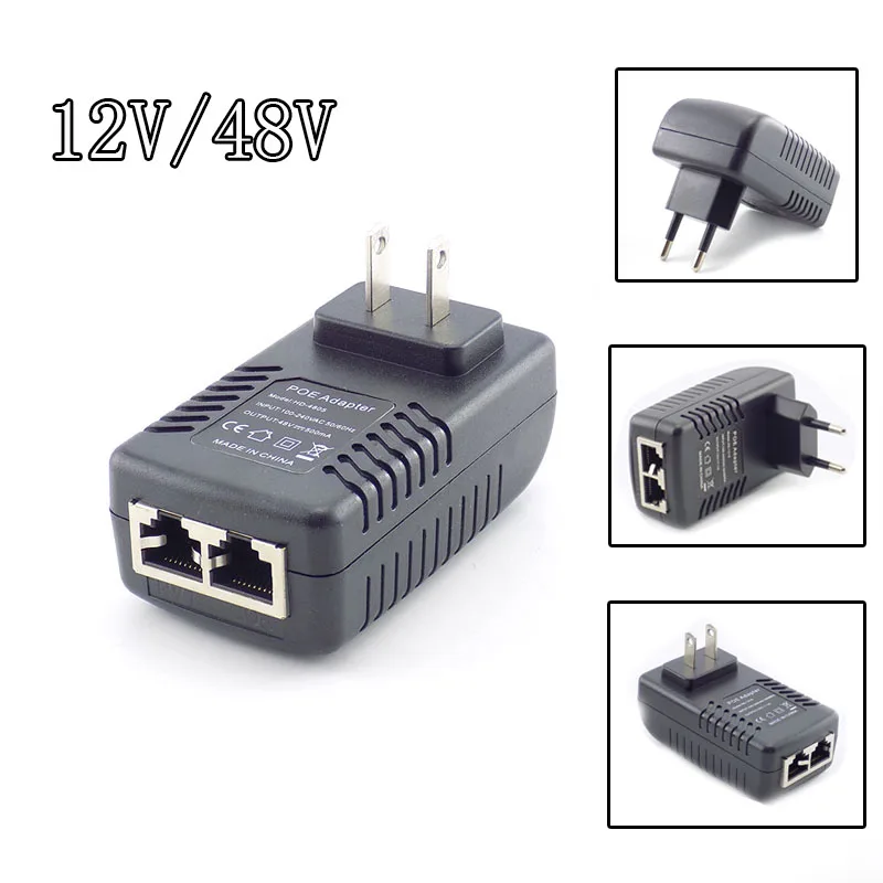 POE инжектор DC 48V 0.5A 24W 12V 1A Poe источник питания адаптер Форсунка переключатель для IP