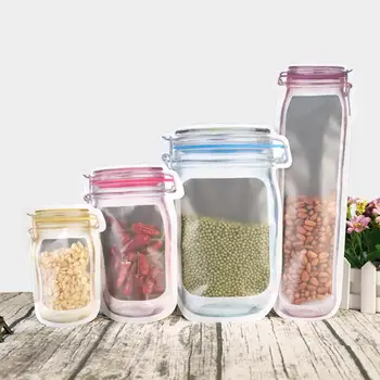 

4 Sizes Reusable Bottles Bags Nuts Candy Cookies Bag Seal Fresh Food Storage Bag