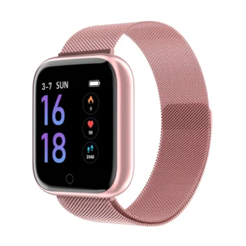

Waterproof Smart Watch T80 Bluetooth Color HD Display Exercise Peeter, Heart Rate Monitor Fitness Tracker(Pink-Steel Strip)
