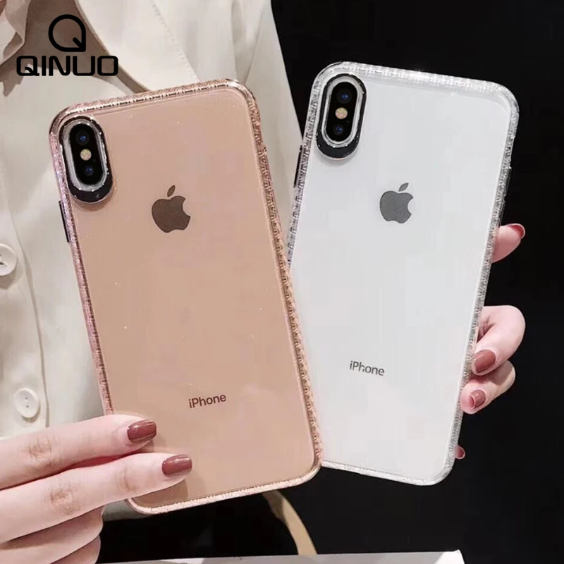 

Glitter Powder Transparent Slim Case For iPhone X XS XR XS Max Shockproof Soft Bling Cover For iPhone 7 8 6 6S Plus Phone Cases