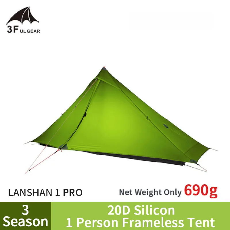 LanShan1 Pro-tienda de campaña para senderismo, ultraliviana, UL GEAR 3F, 20D, doble capa, de silicona, impermeable, resistente al viento, tienda de pirámide