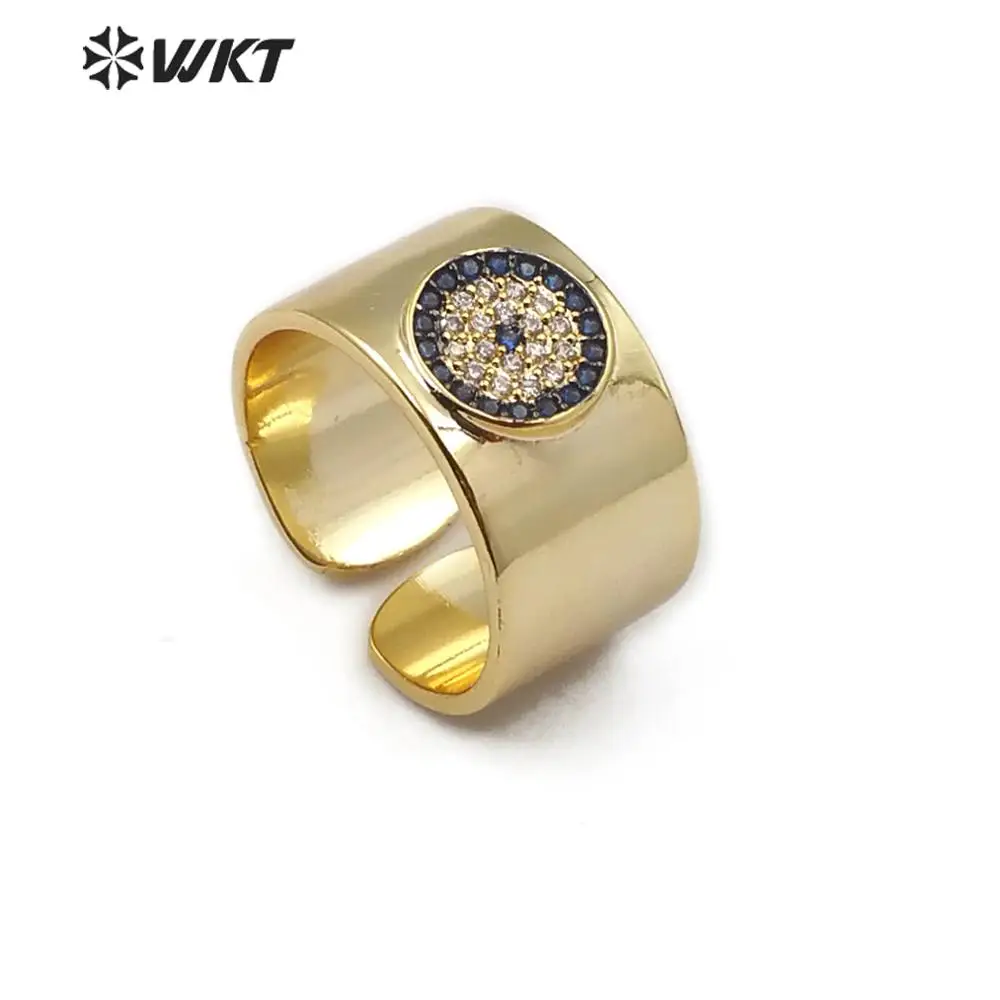 Модное кольцо MR014 WKT с кубическим цирконием в форме глаза синим очаровательное