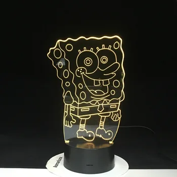 

11.11 Promotion SpongeBob SquarePants Night light for Kid Bedroom Battery Powered Cartoon 3d Night Lamp for Children 2401