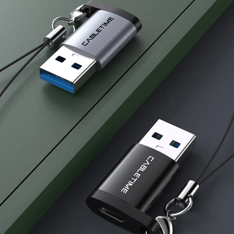 CABLETIME USB 3.0 OTG 어댑터 C타입-USB 암 컨버터 (맥북 프로/에어, 휴대폰 및 노트북용) - 데이터 동기화 및 충전