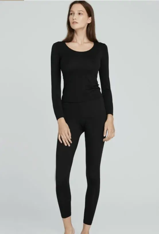 Комплект нижнего белья Xiaomi mijia, шелковистый антистатический Невидимый Базовый комплект для пары, осенне-зимняя одежда, длинные штаны, костюм для умного дома - Цвет: Female black M