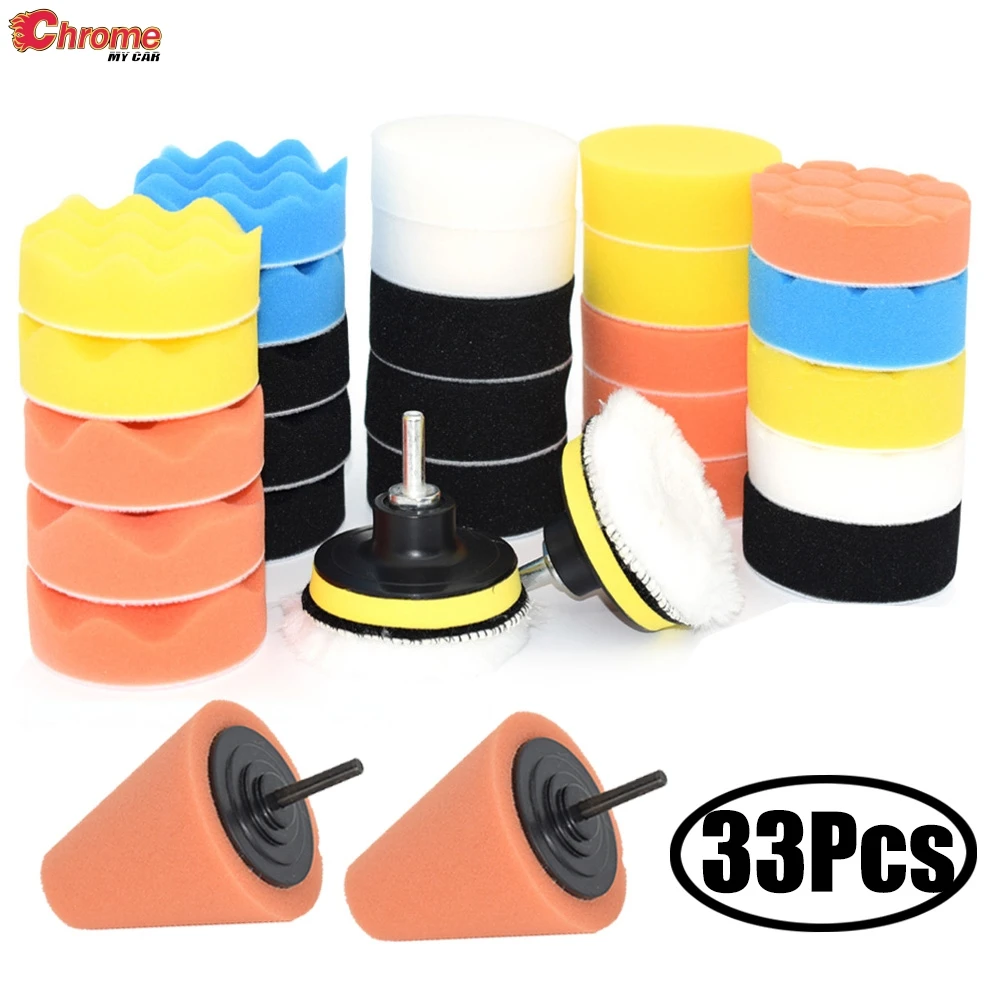 33pcs Car Foam Drill Polishing Pad Kit For Car Polisher + M10 Drill