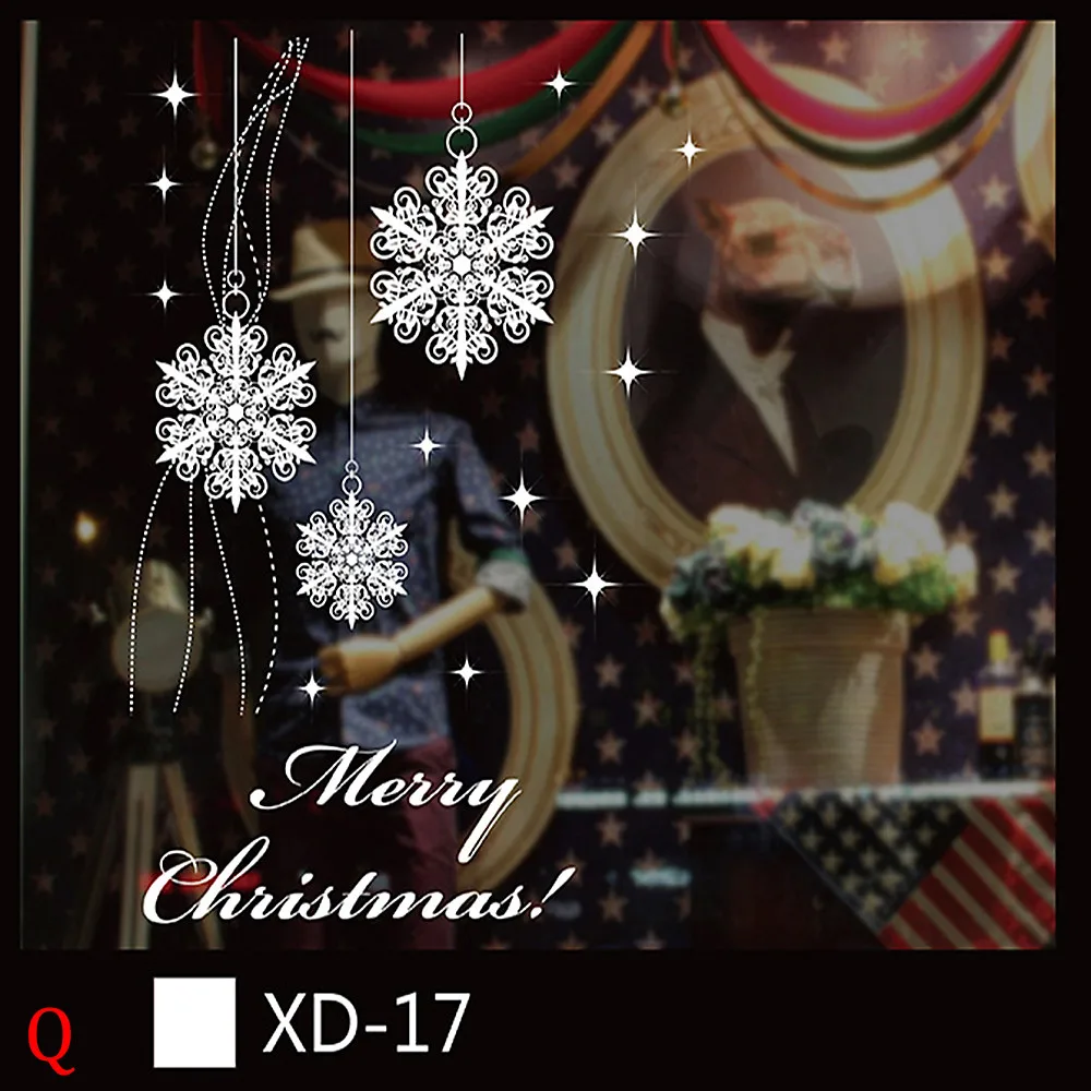 Рождественский снеговик съемный дом виниловые окна наклейки на стену Наклейка Декор Горячая распродажа Рождество прозрачное окно обои магазин - Цвет: Многоцветный