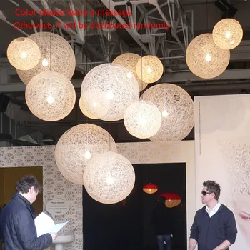 

Nordic Hemp Ball Pendant Light Living Room Dining Room Bar Garden Rattan Handmade Led Decorative hanging lamps XF1926