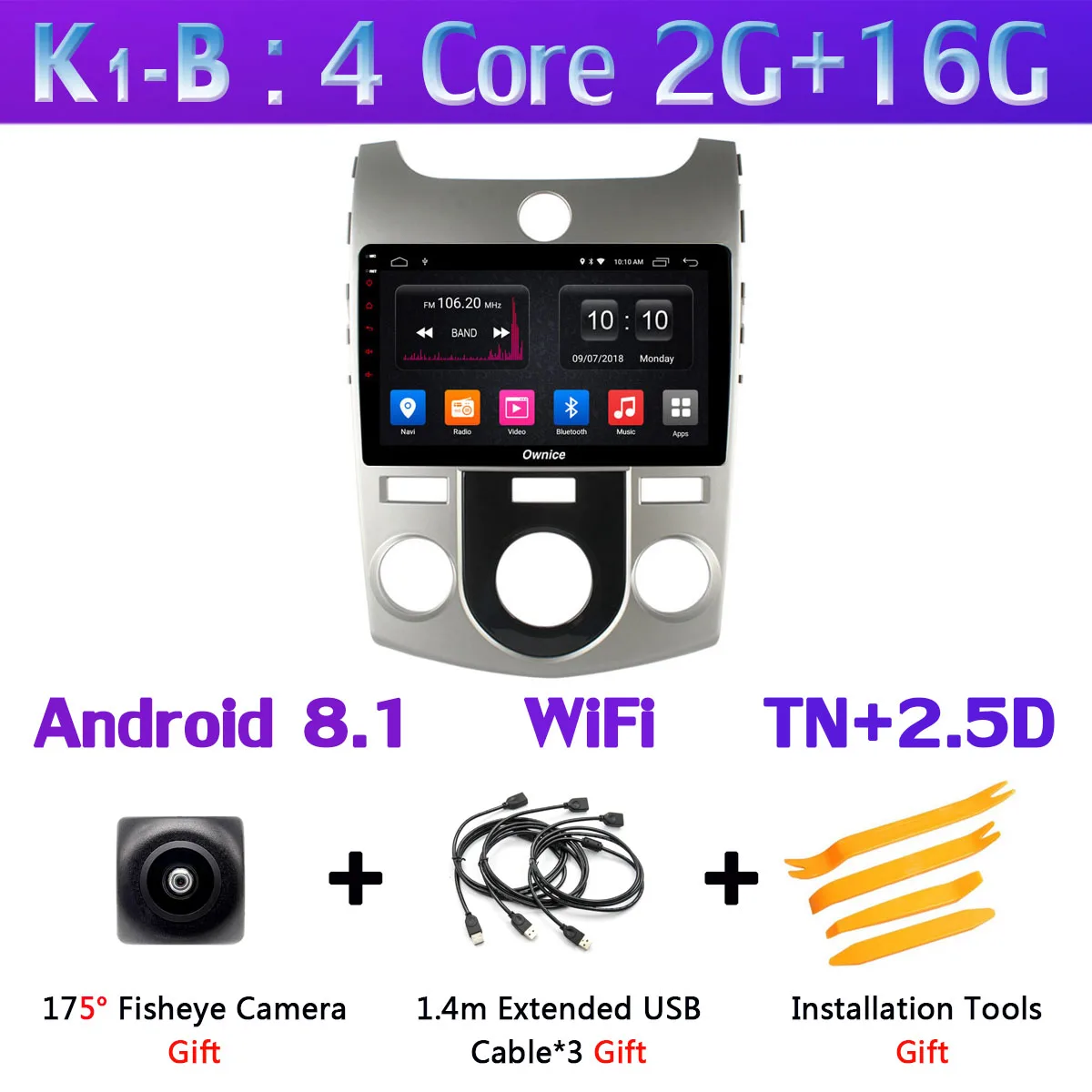K1-B Камера на 360 °, 4G LTE, wifi, Android 9,0, 8 ядер, 4G+ 64G, DSP CarPlay, Автомобильный мультимедийный gps радио плеер для Kia Forte 2007- K3 Cerato - Цвет: K1-B
