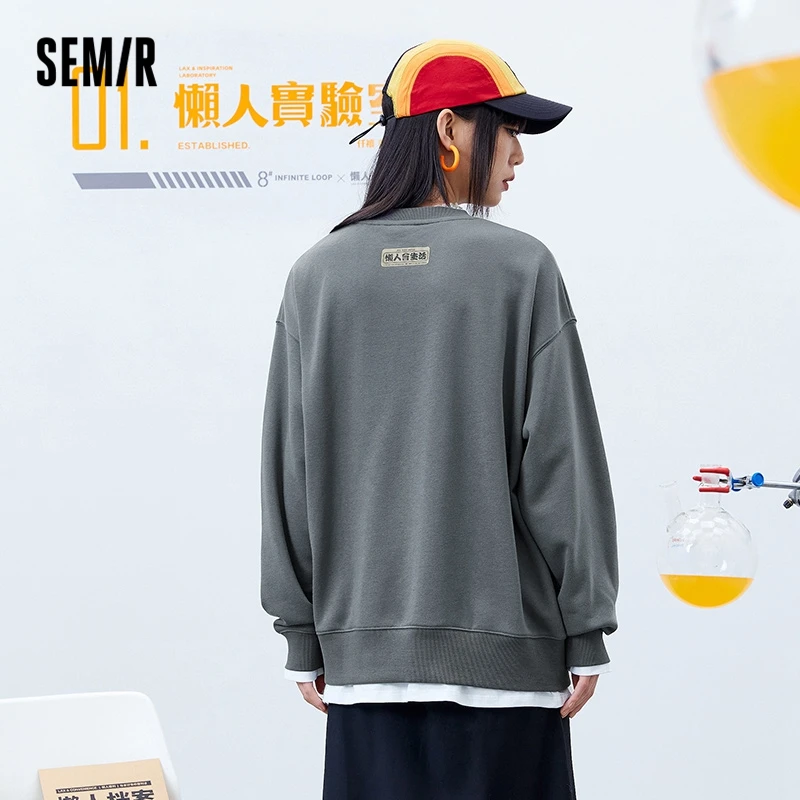 SEMIR Sudadera falsa dos piezas para mujer, ropa de calle suelta, Tops, novedad de otoño 2021|Sudaderas con capucha sudaderas| - AliExpress