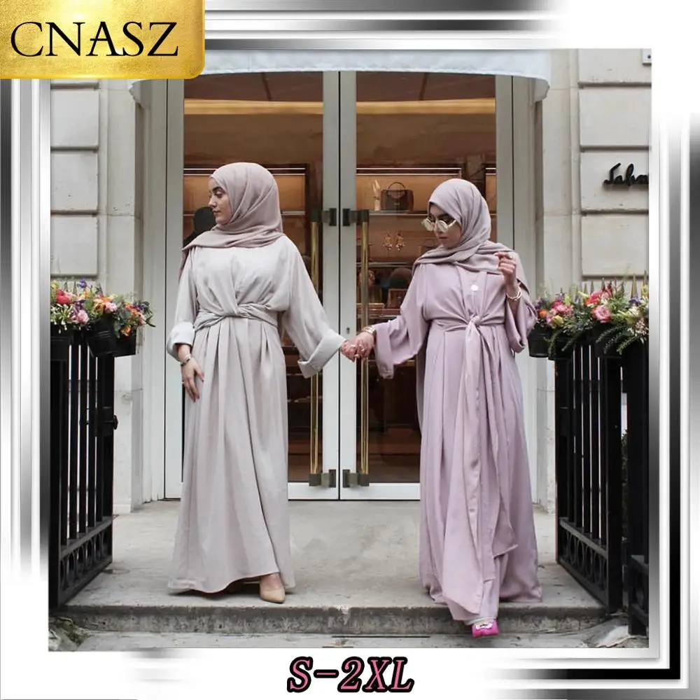 Элегантная мусульманская Турецкая абайа Дубай женская 2019 новая скромная модная Исламская одежда поддельные две части носить