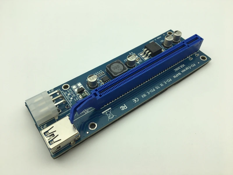 VER006C PCI Express Riser Card PCIE PCI-E Riser 006C 6Pin 1x to 16x Extender USB 3.0 Cable SATA to IDE for Bitcoin Mining Miner