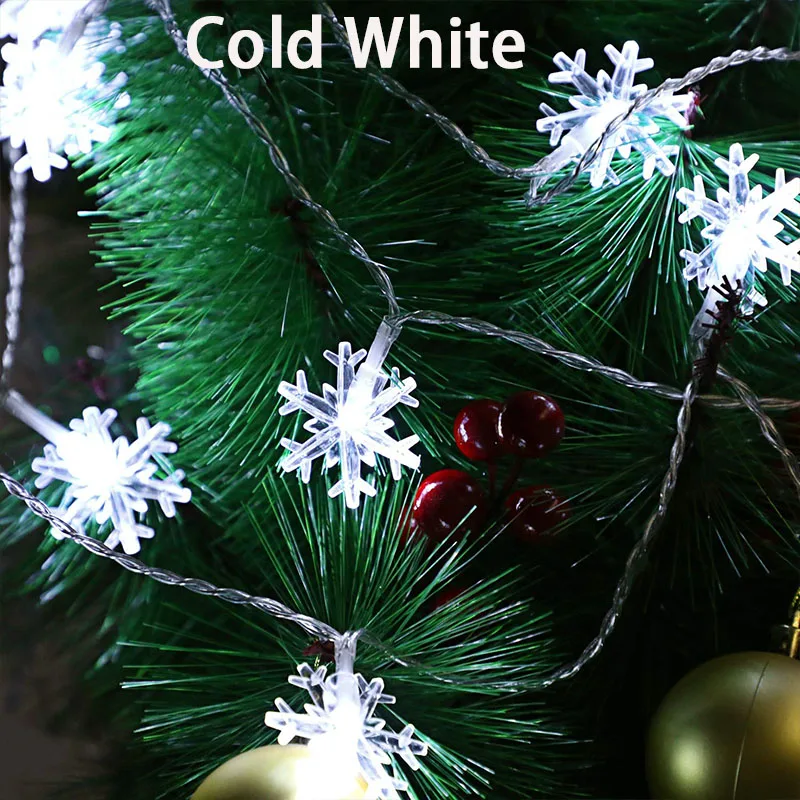 

220V EU Plug 10M 100LED Snow Flakes Fairy Christmas Garlands LED Fairy String Lights Christmas Wedding Outdoor Decoration Lamp