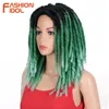 FASHION IDOL-pelucas de pelo sintético para mujeres negras, 16 pulgadas, trenzas con ganchillo, color verde ombré ► Foto 3/6