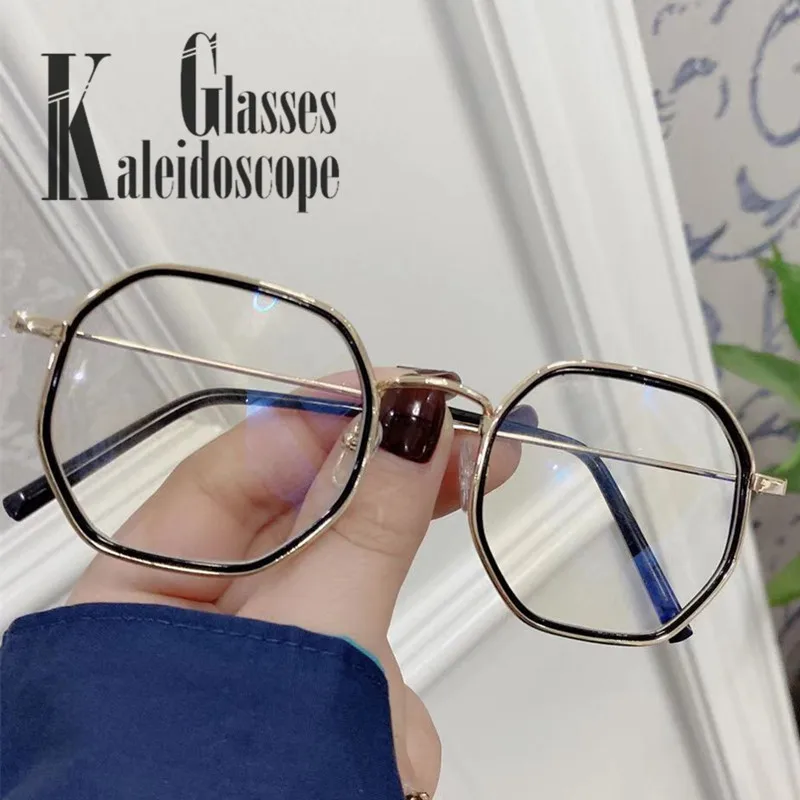 

Polygon Metal Anti Blue Light Blocking Glasses Frame Women Vintage Computer Eyeglasses Optical Metal Spectacle Frames