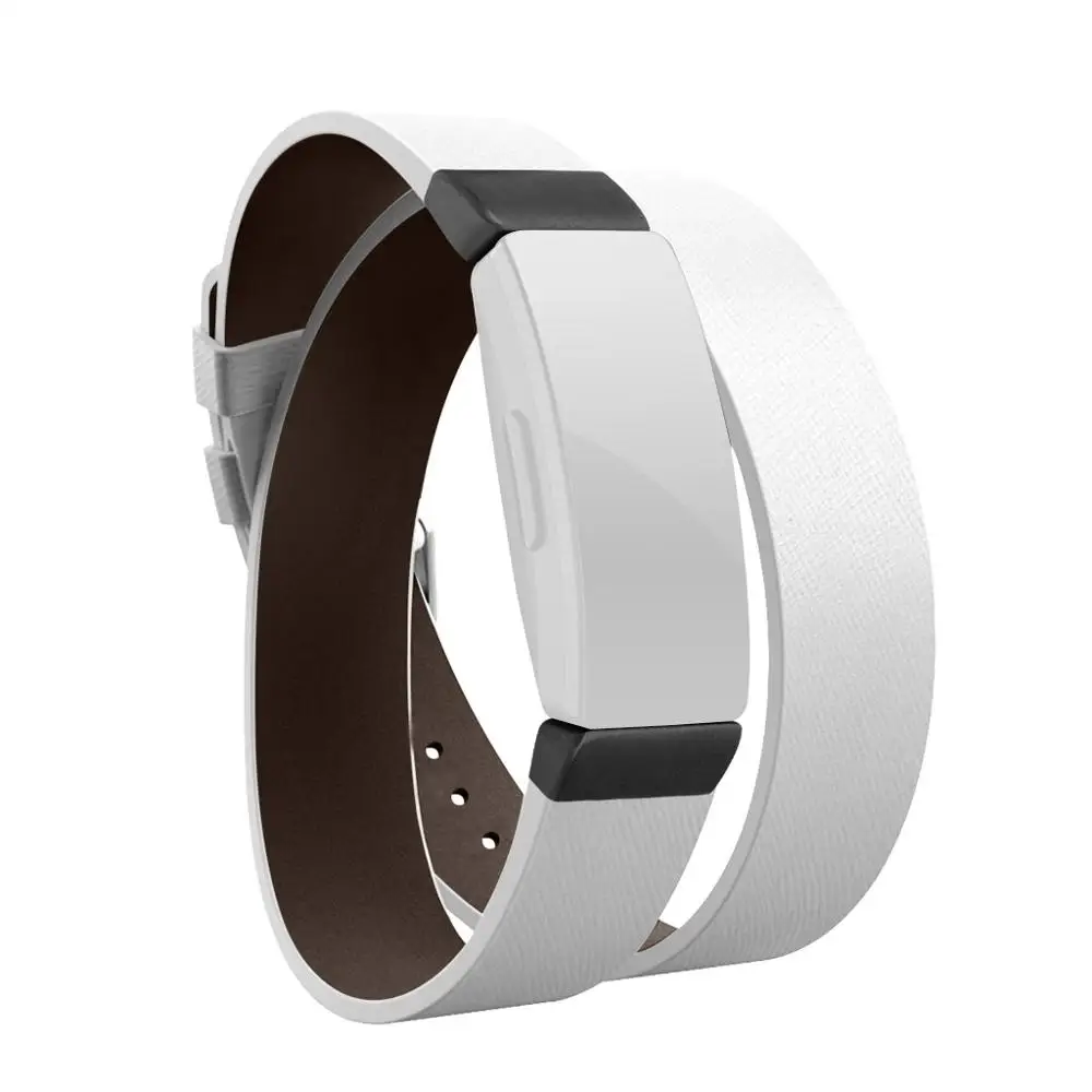 Двойной тур кожаный ремешок для часов Браслет для Fitbit Inspire/Inspire HR унисекс подарок для друга роскошный ремешок для часов длинный ремешок - Цвет ремешка: White