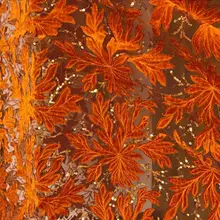 1 ярд золотой кленовый лист бархатная ткань с кружевом с блестками все вокруг кружева для выпускного вечера вечерние платья