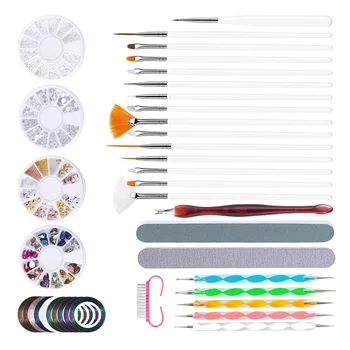 

1 Set Complete Manicures Tool Kit Nail File Manicure Pen Set Professional Nail File Brush Kit Colored Drawing Pen File Kit Nail